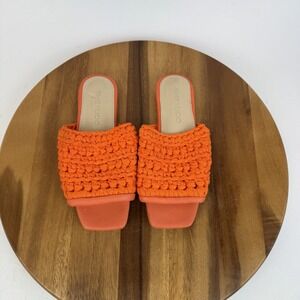 Womens Shekudo Amaro Knit Orange Leather Comfort Casual Slide Sandals Size EU 39
